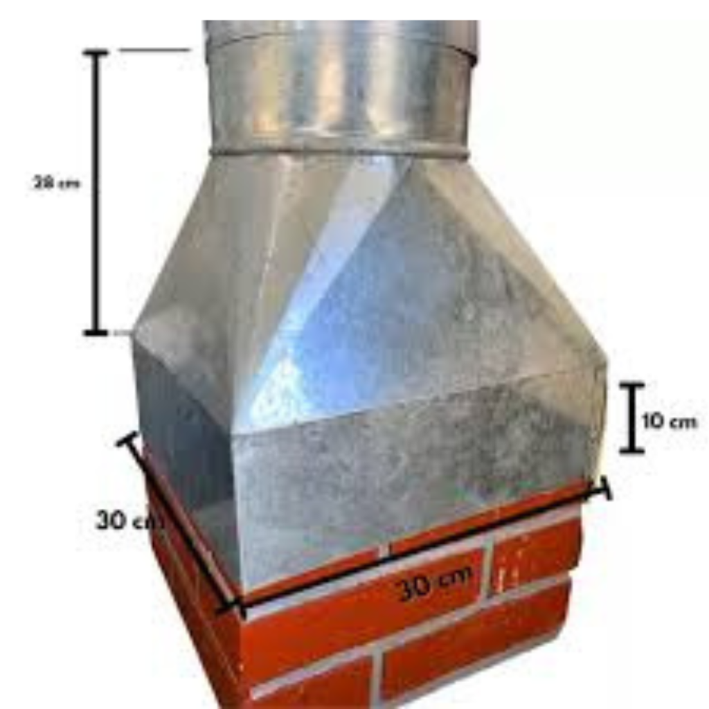 Adaptador ou conecto de chaminé para churrasqueira em Aço galvanizado, duto de churrasqueira